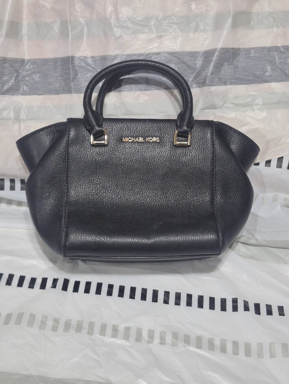 Michael Kors Mini Black Pebbled Leather Satchel